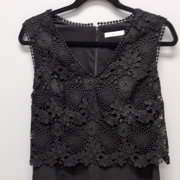 EUC Miss Etam Size Medium Black Sleeveless Midi Dress With Lace - Picture 2 of 5